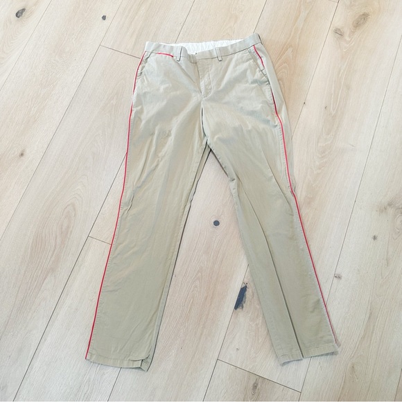 Calvin Klein Khaki Chinos with Red Stripe - Picture 7 of 11